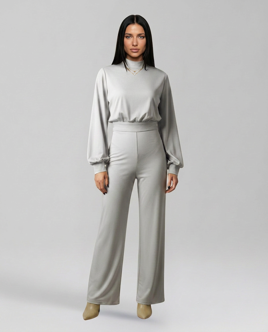 Josefina | Long Sleeve Jumpsuit with Half Collar