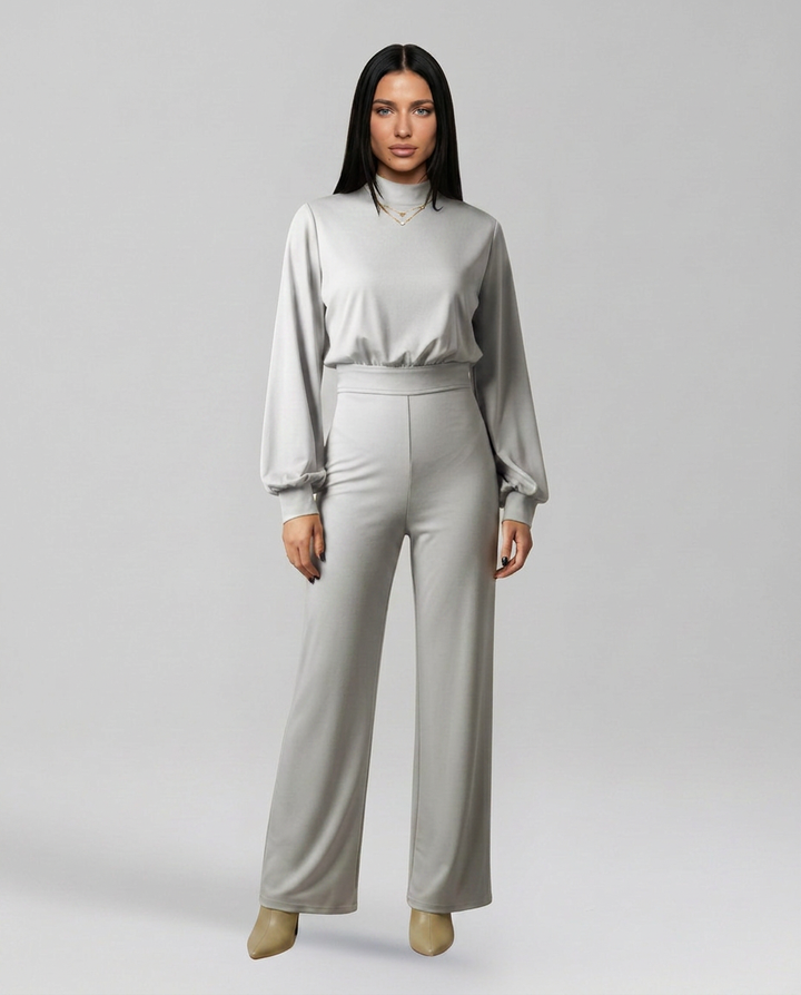 Josefina | Long Sleeve Jumpsuit with Half Collar