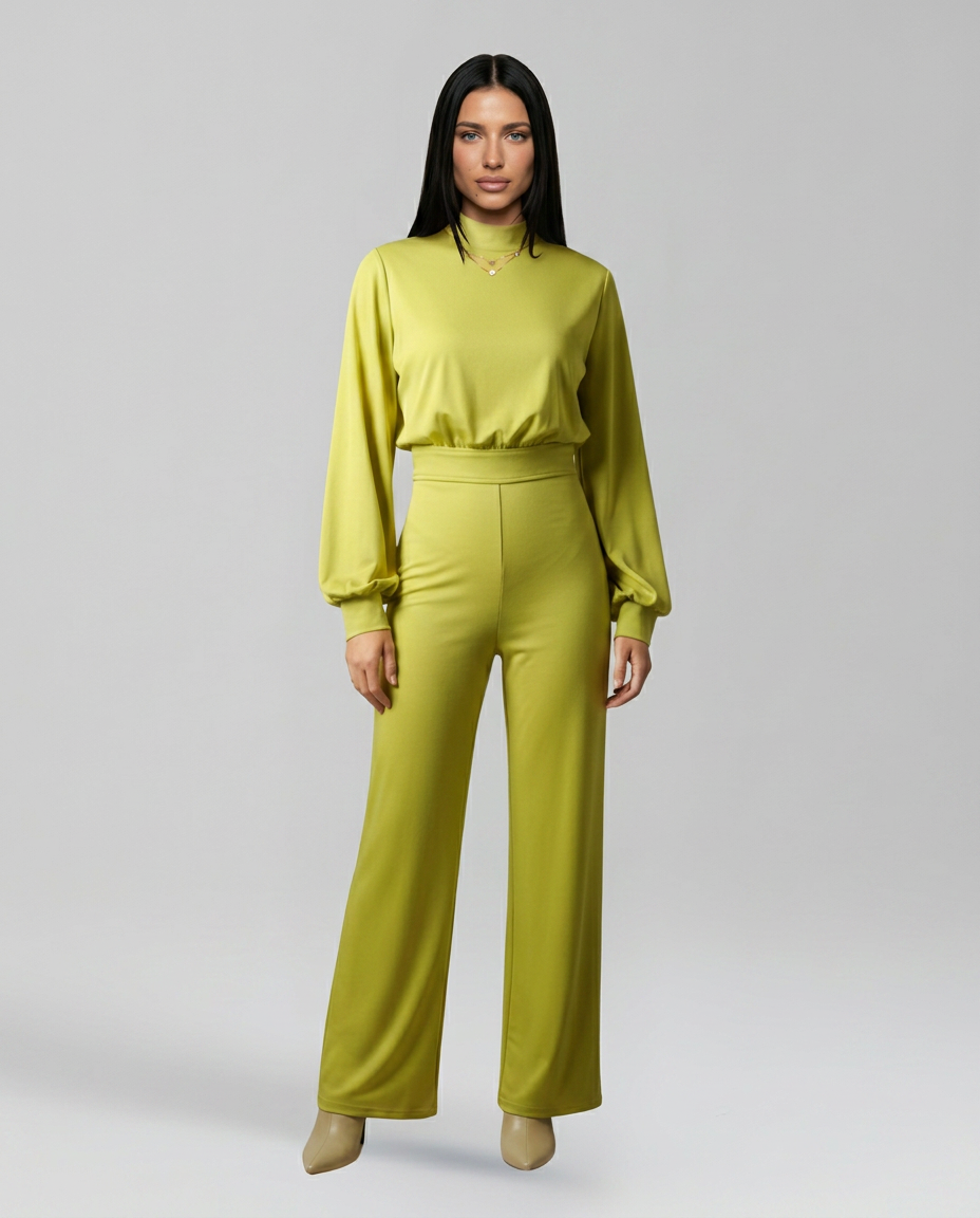 Josefina | Long Sleeve Jumpsuit with Half Collar