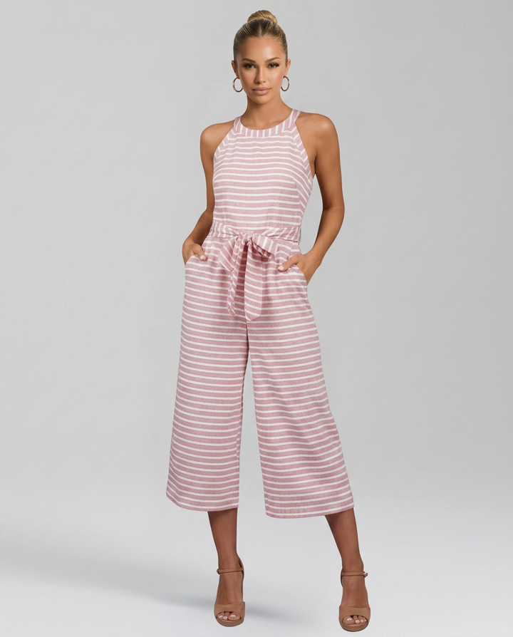 Kelley | Halter Neck Jumpsuit with Waist Belt