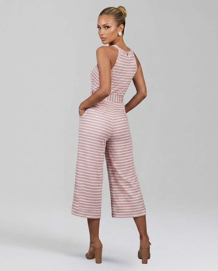 Kelley | Halter Neck Jumpsuit with Waist Belt