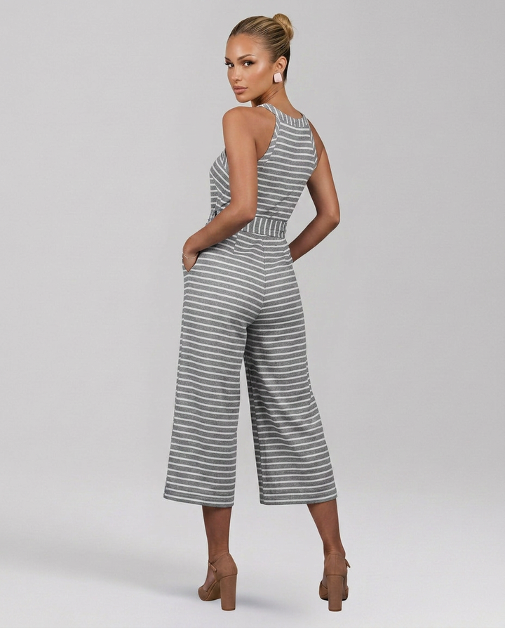 Kelley | Halter Neck Jumpsuit with Waist Belt