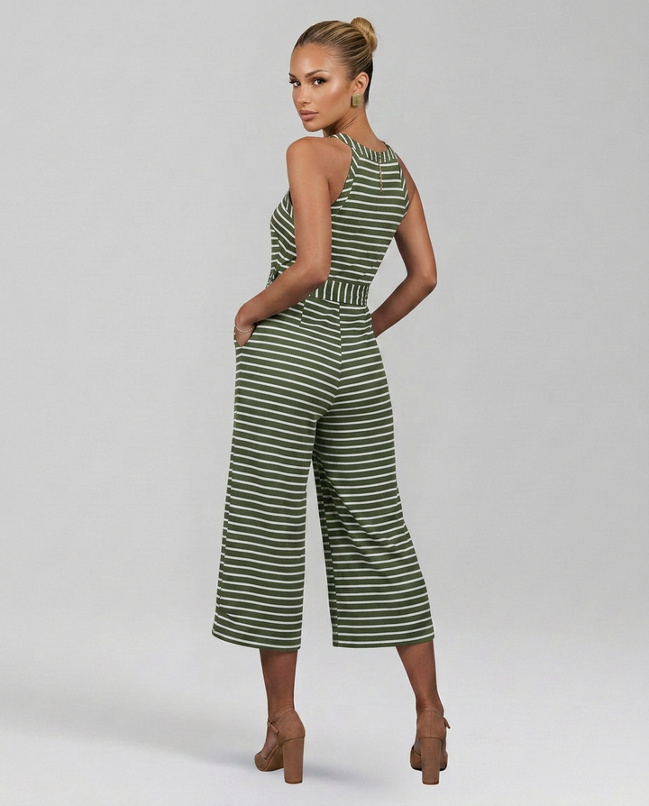 Kelley | Halter Neck Jumpsuit with Waist Belt