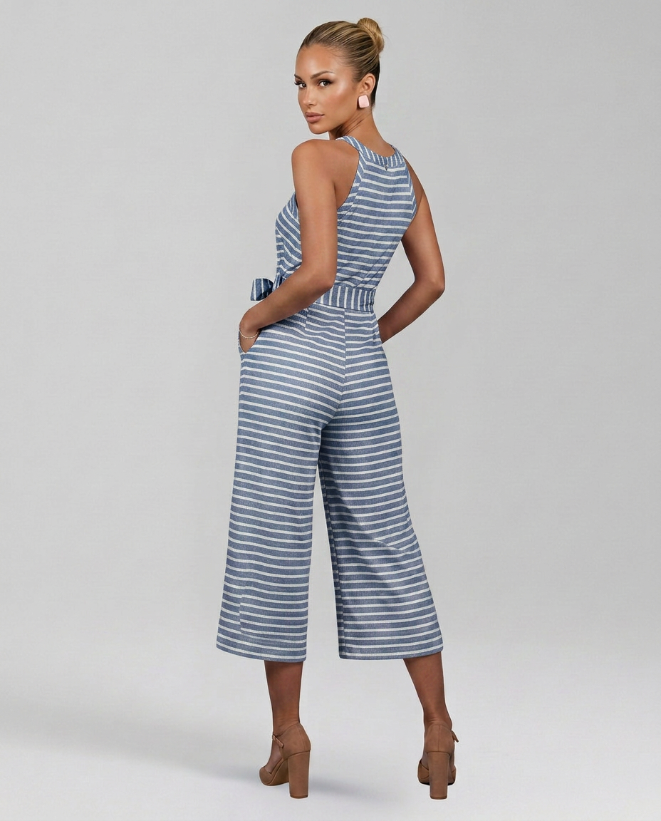 Kelley | Halter Neck Jumpsuit with Waist Belt