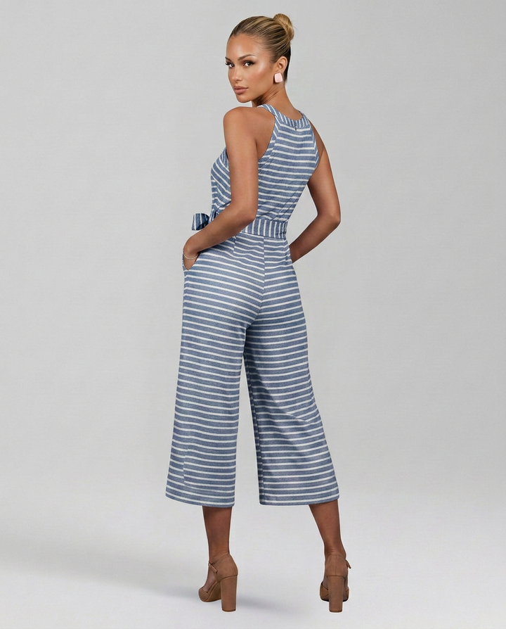 Kelley | Halter Neck Jumpsuit with Waist Belt