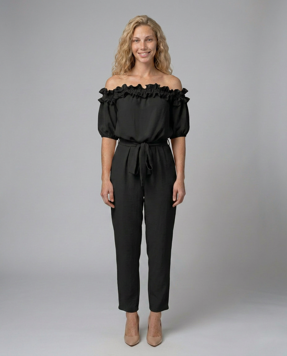 Jessie | Off-Shoulder Jumpsuit with Waist Tie