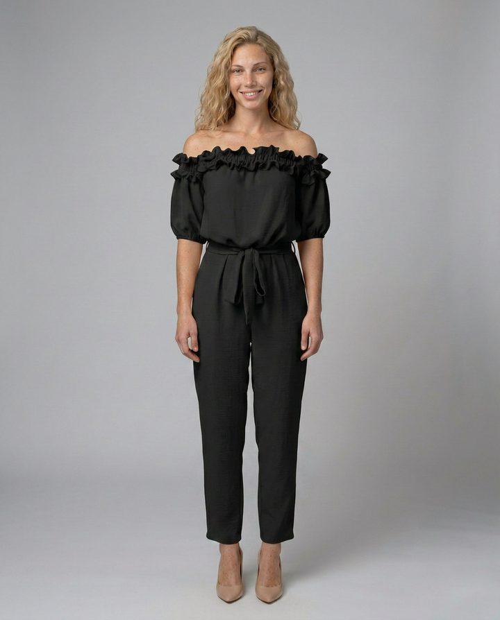 Jessie | Off-Shoulder Jumpsuit with Waist Tie