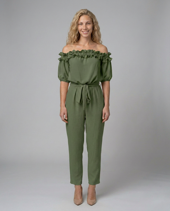 Jessie | Off-Shoulder Jumpsuit with Waist Tie