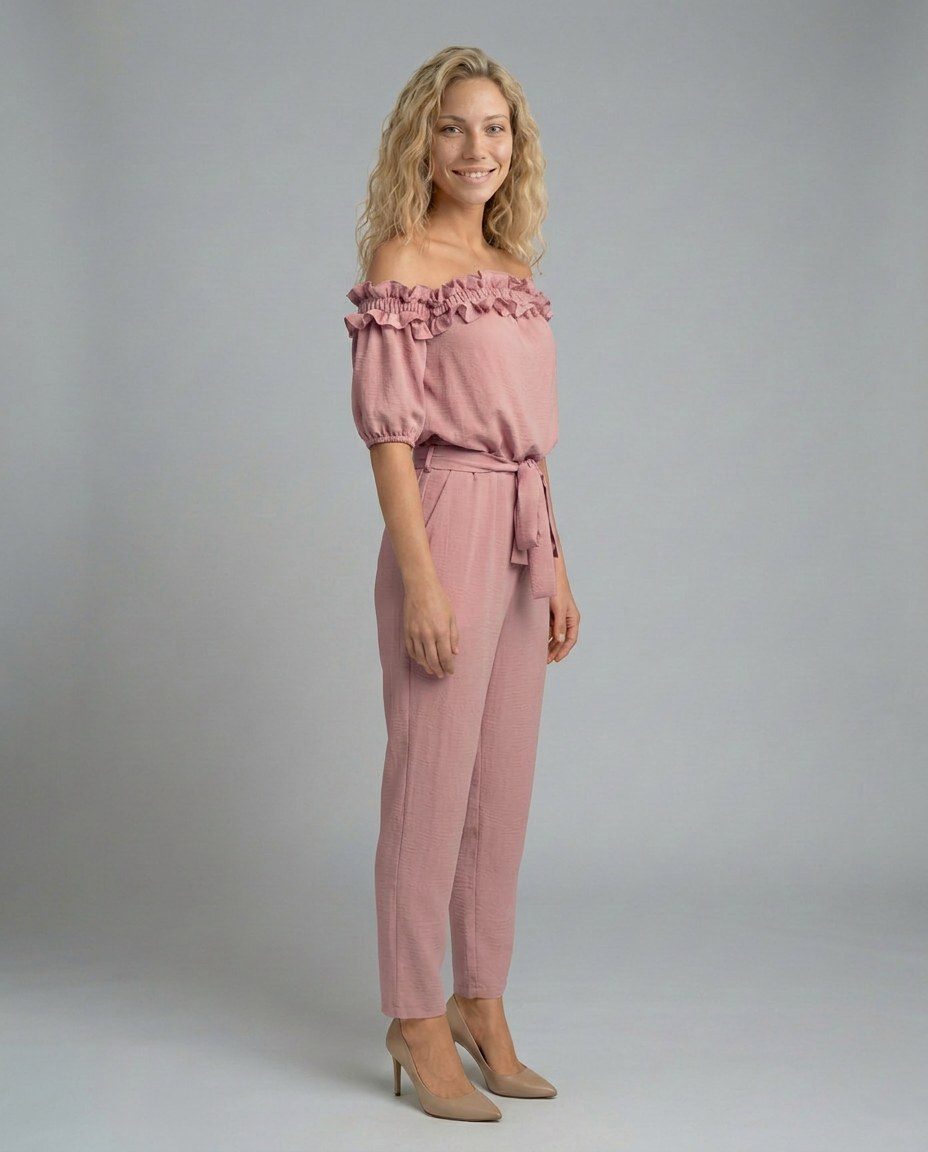 Jessie | Off-Shoulder Jumpsuit with Waist Tie