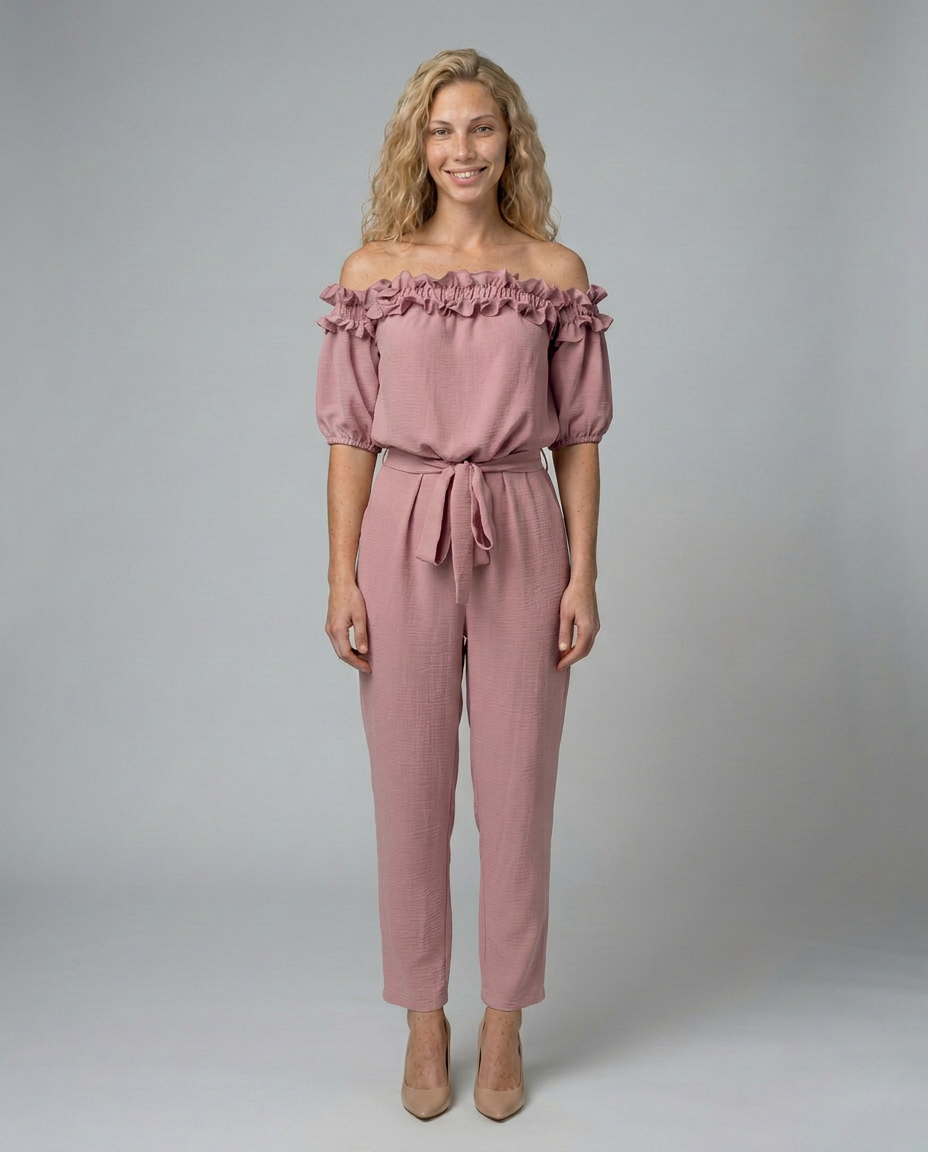 Jessie | Off-Shoulder Jumpsuit with Waist Tie