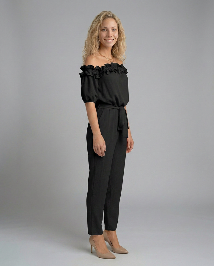 Jessie | Off-Shoulder Jumpsuit with Waist Tie