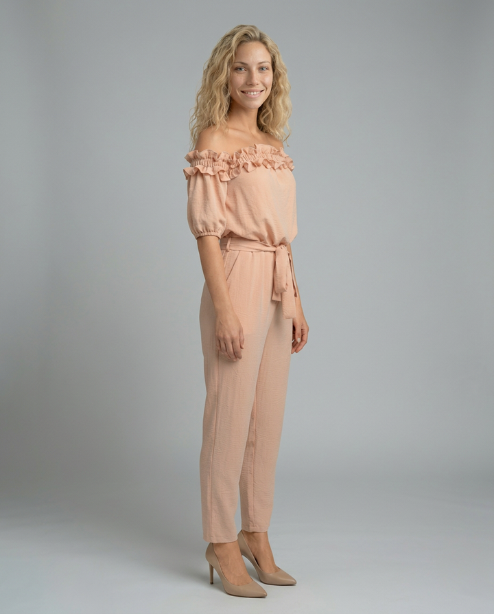 Jessie | Off-Shoulder Jumpsuit with Waist Tie
