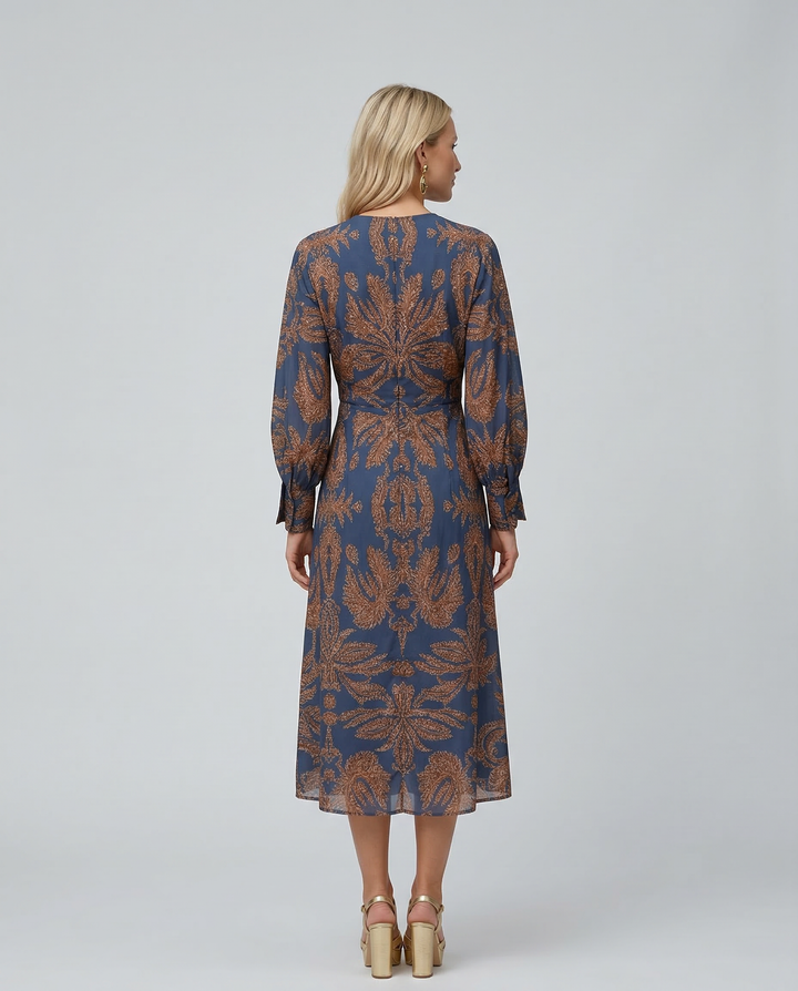 Mirella | Printed Midi Dress with Tie Waist