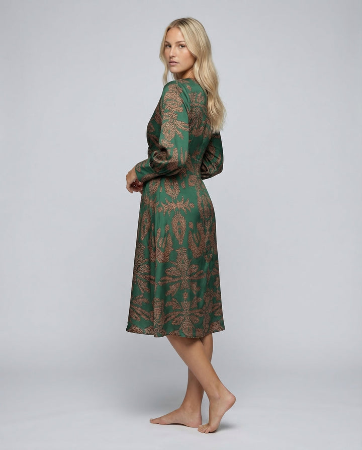 Mirella | Printed Midi Dress with Tie Waist