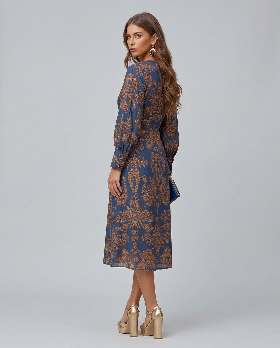 Mirella | Printed Midi Dress with Tie Waist