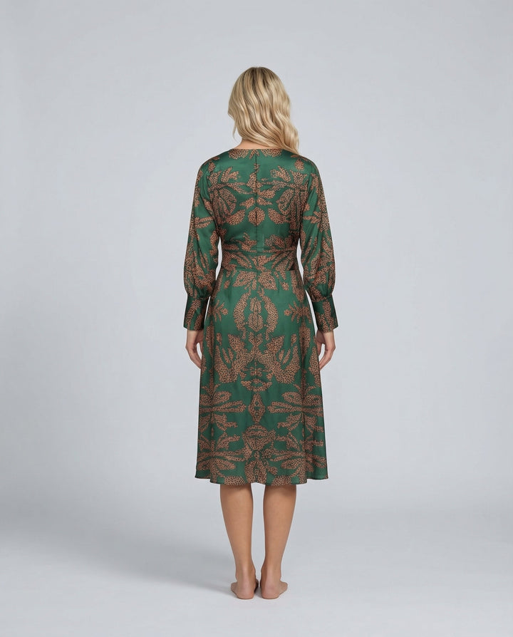 Mirella | Printed Midi Dress with Tie Waist