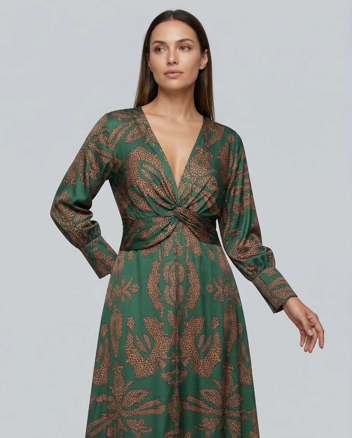 Mirella | Printed Midi Dress with Tie Waist