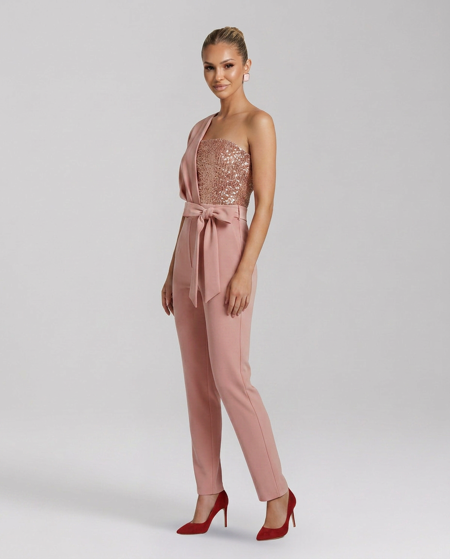 Zelma | One-Shoulder Jumpsuit with Tied Waist