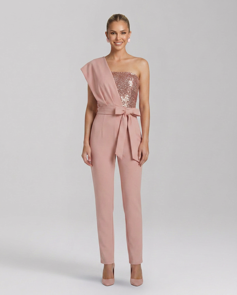 Zelma | One-Shoulder Jumpsuit with Tied Waist