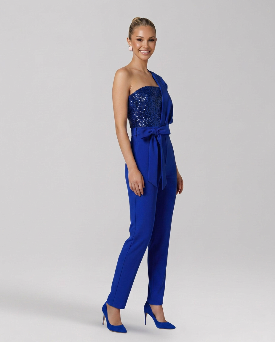 Zelma | One-Shoulder Jumpsuit with Tied Waist