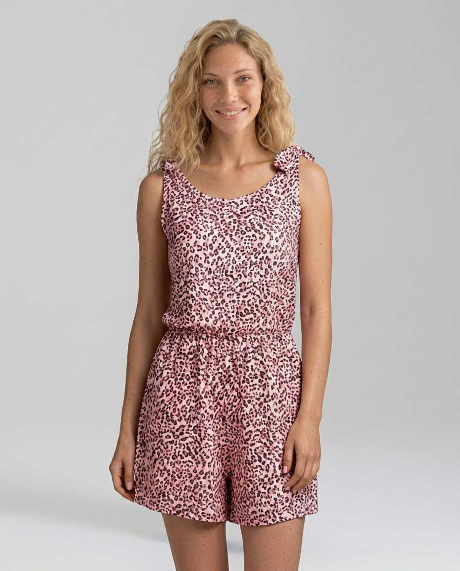 Faye | Printed Playsuit with Shoulder Tie Straps