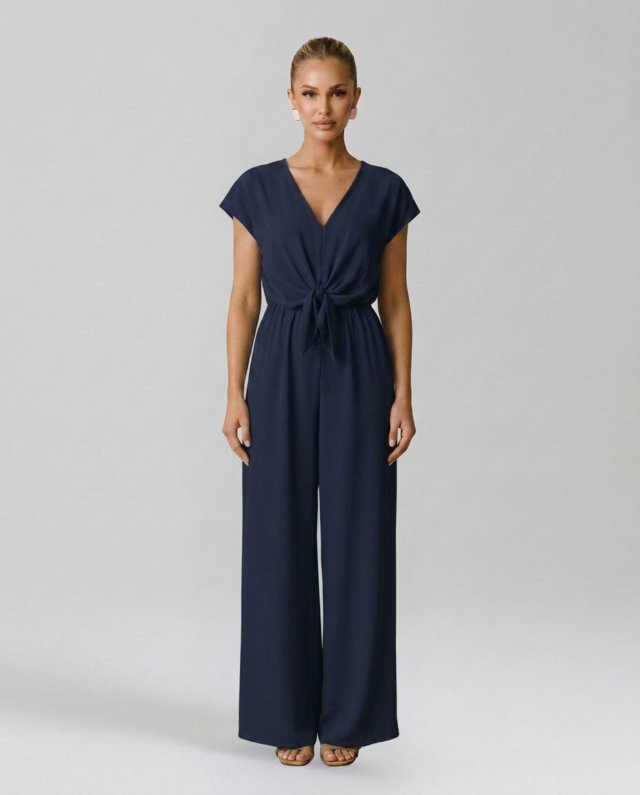 Erna | V-Neck Jumpsuit with Tied Waist