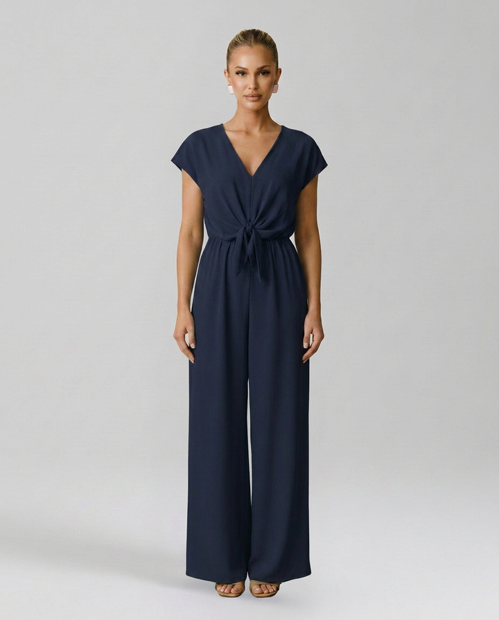 Erna | V-Neck Jumpsuit with Tied Waist