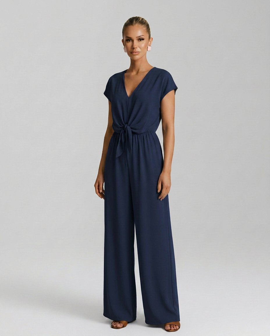 Erna | V-Neck Jumpsuit with Tied Waist