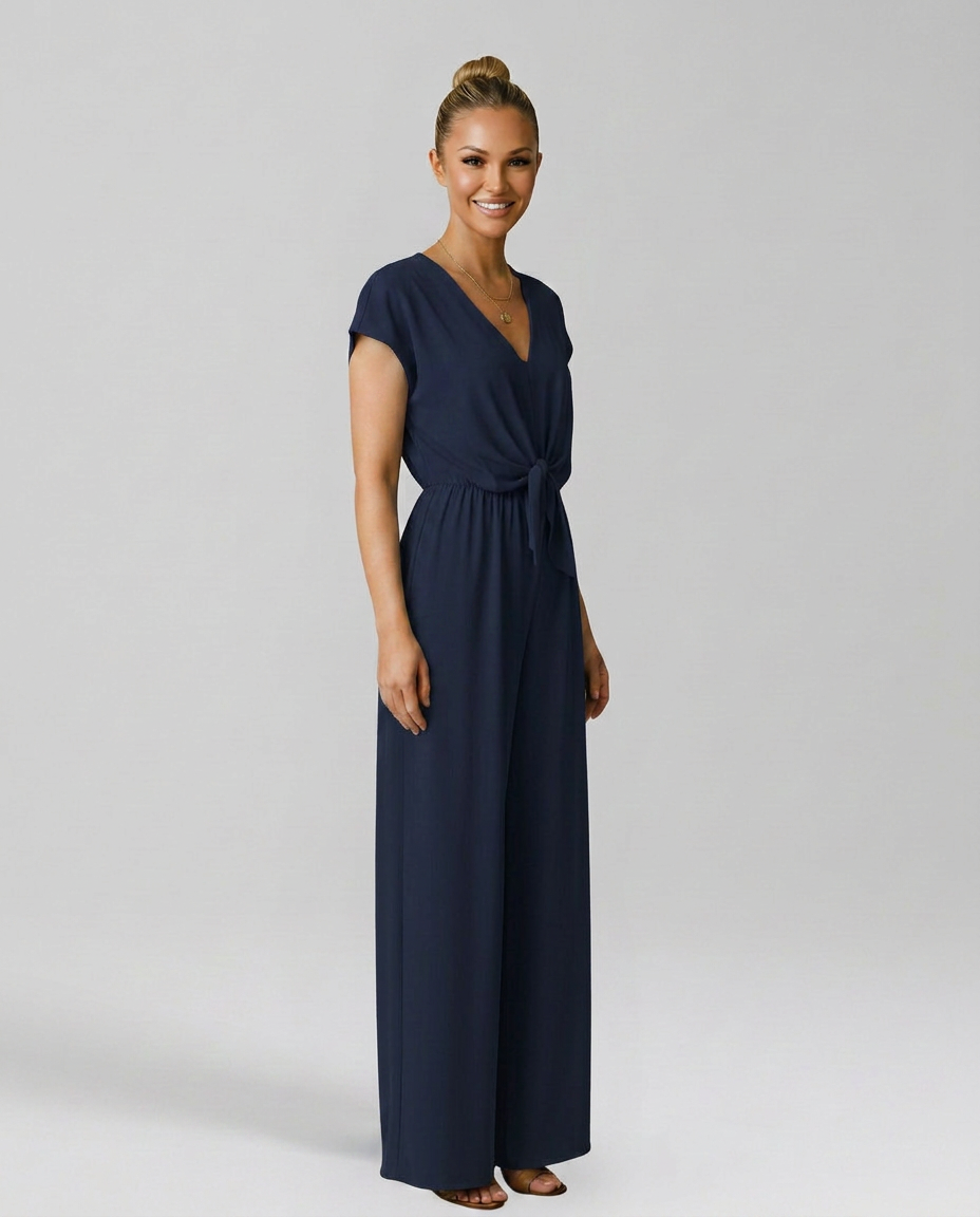 Erna | V-Neck Jumpsuit with Tied Waist