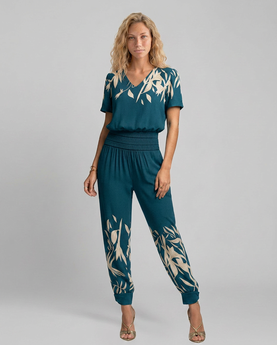 Erma | V-Neck Jumpsuit with Elastic Waist