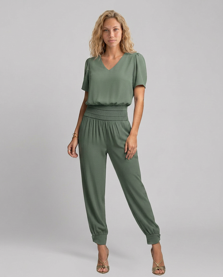 Erma | V-Neck Jumpsuit with Elastic Waist