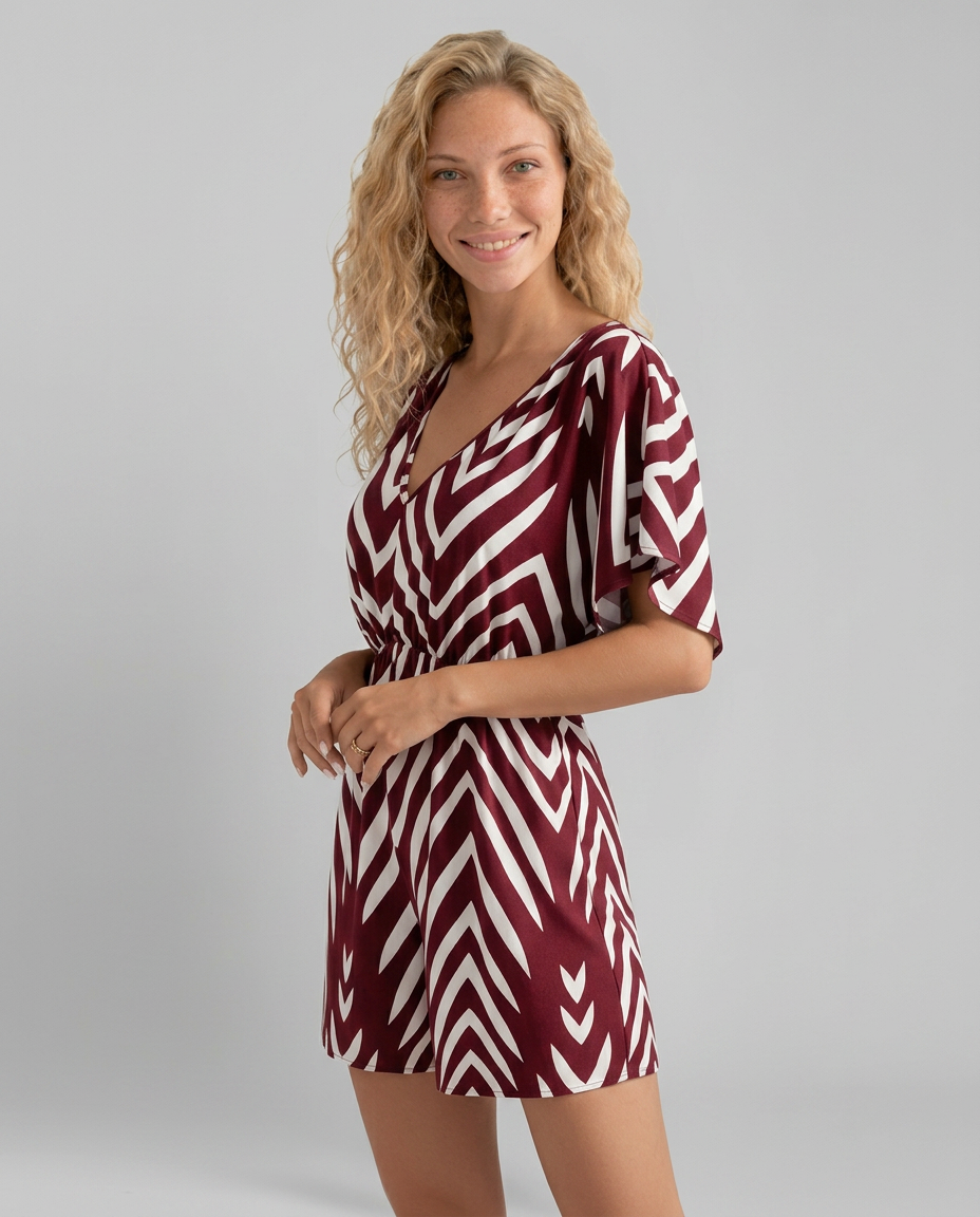 Ronda | Printed V-Neck Playsuit