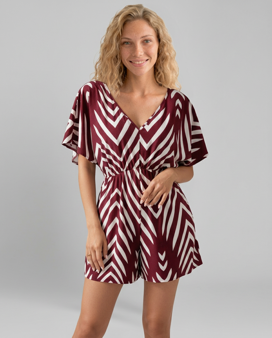 Ronda | Printed V-Neck Playsuit