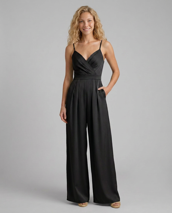 Ashlee | V-Neck Jumpsuit with Wide Legs