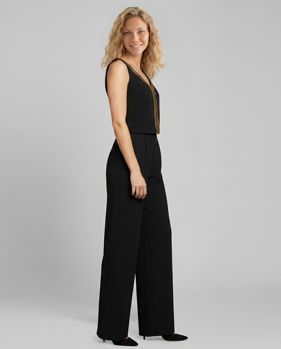 Lydia | V-Neck Jumpsuit with Wide Legs