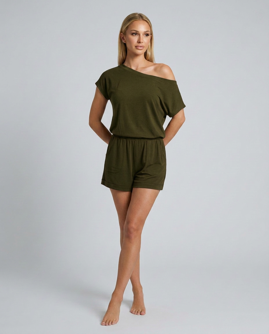 Hope | Romper with Off-Shoulder Neckline and Short Sleeves
