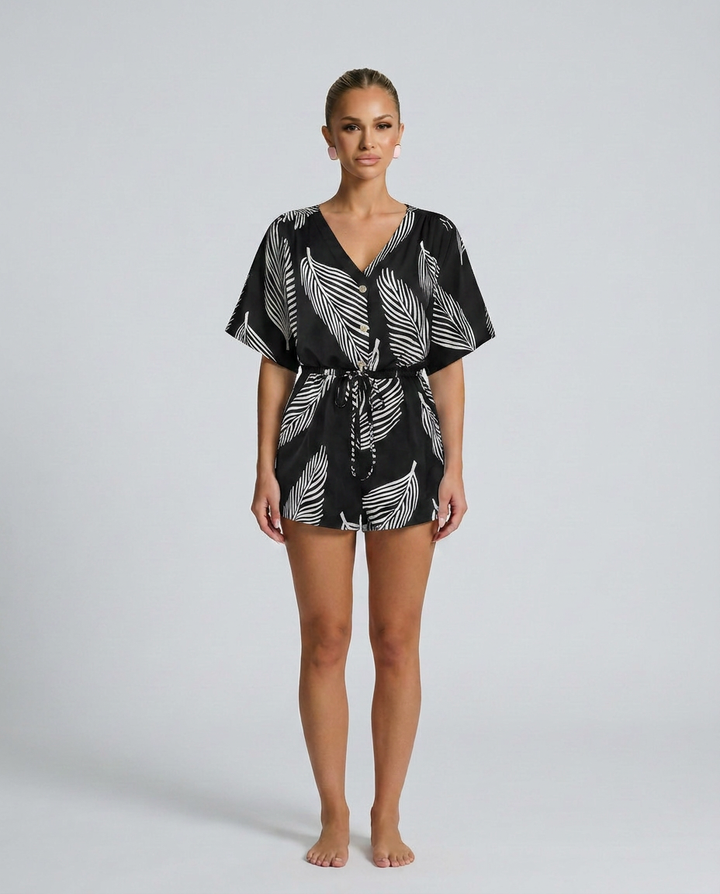 Merle | Romper with V-Neckline and Abstract Print