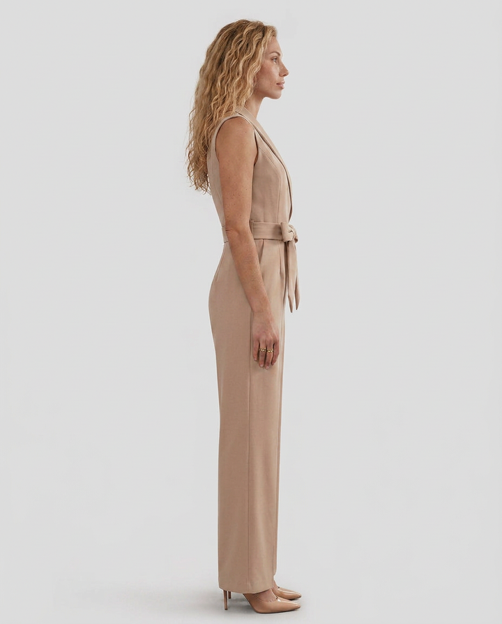 Tricia | Sleeveless Jumpsuit with V-Neck and Tie Waist
