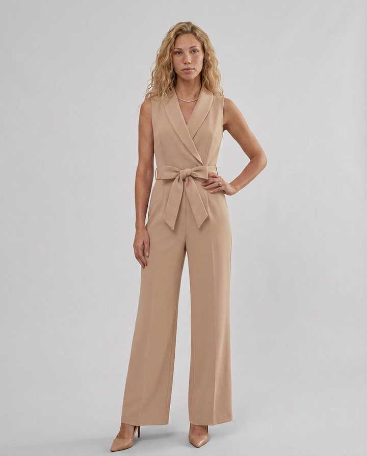 Tricia | Sleeveless Jumpsuit with V-Neck and Tie Waist