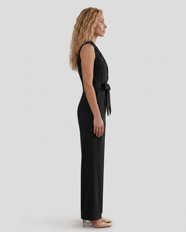 Tricia | Sleeveless Jumpsuit with V-Neck and Tie Waist