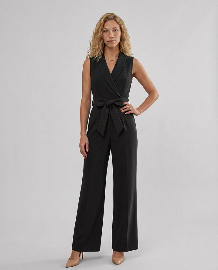 Tricia | Sleeveless Jumpsuit with V-Neck and Tie Waist