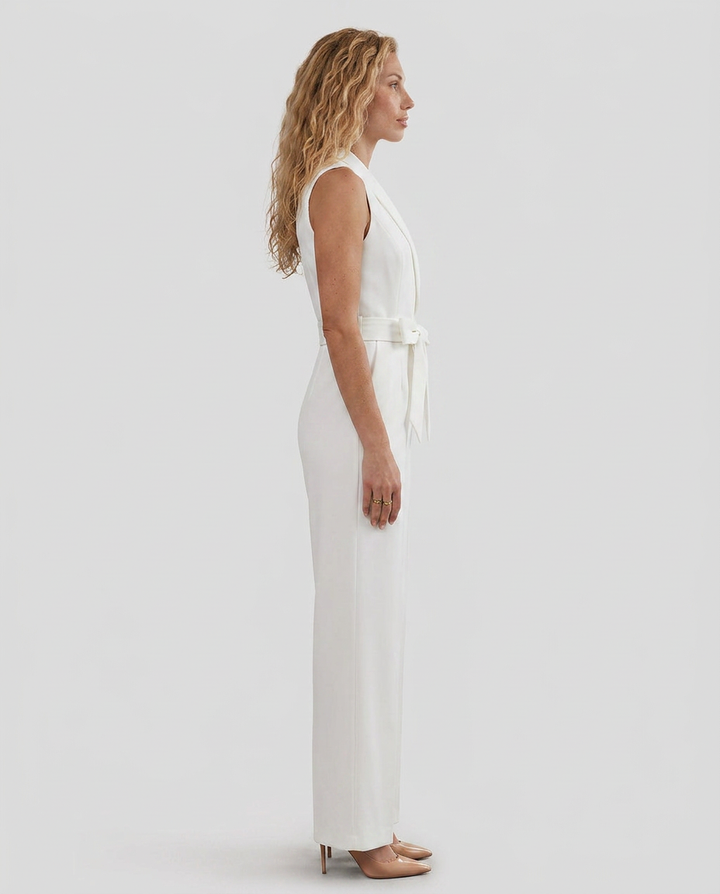 Tricia | Sleeveless Jumpsuit with V-Neck and Tie Waist