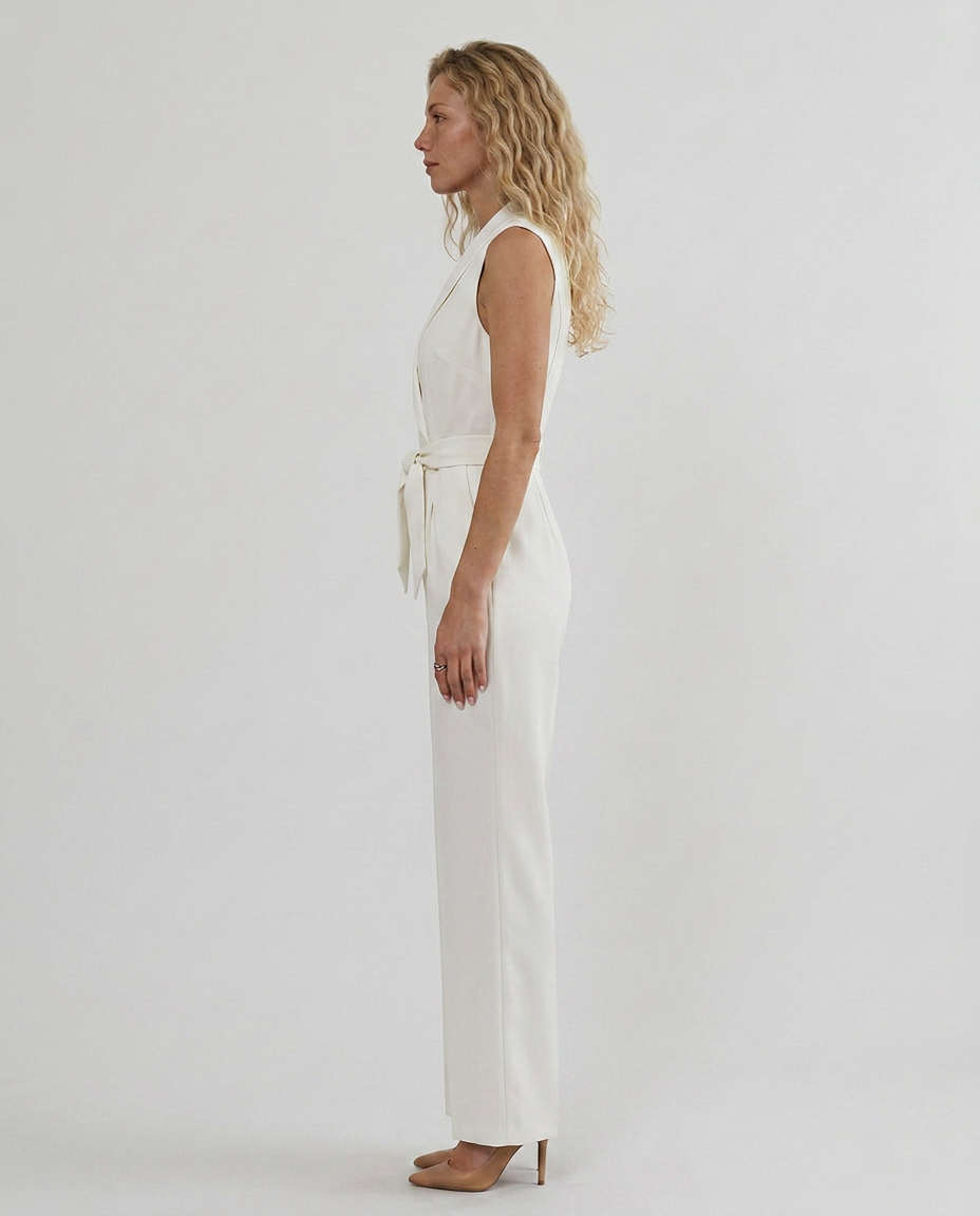 Tricia | Sleeveless Jumpsuit with V-Neck and Tie Waist