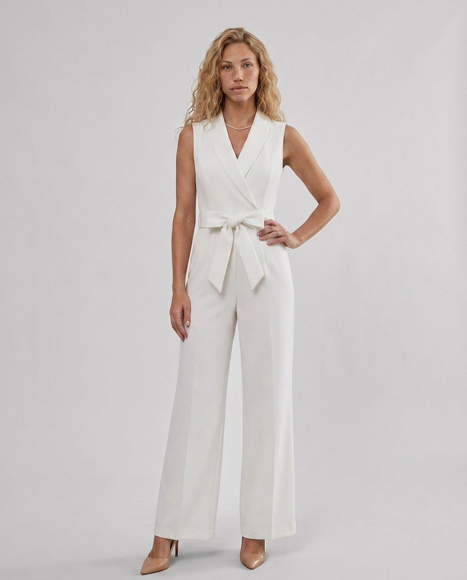 Tricia | Sleeveless Jumpsuit with V-Neck and Tie Waist