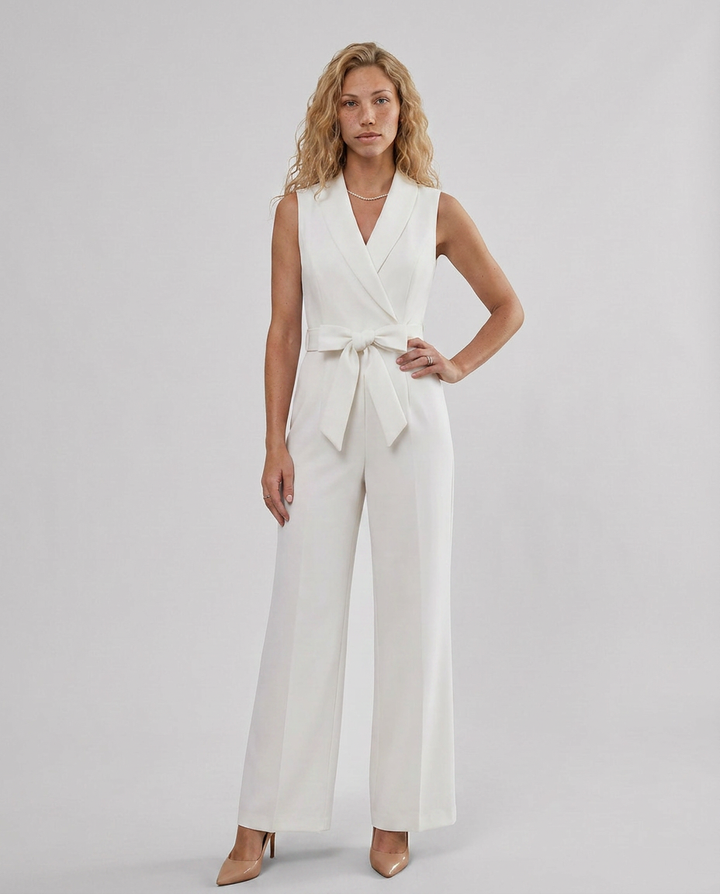 Tricia | Sleeveless Jumpsuit with V-Neck and Tie Waist