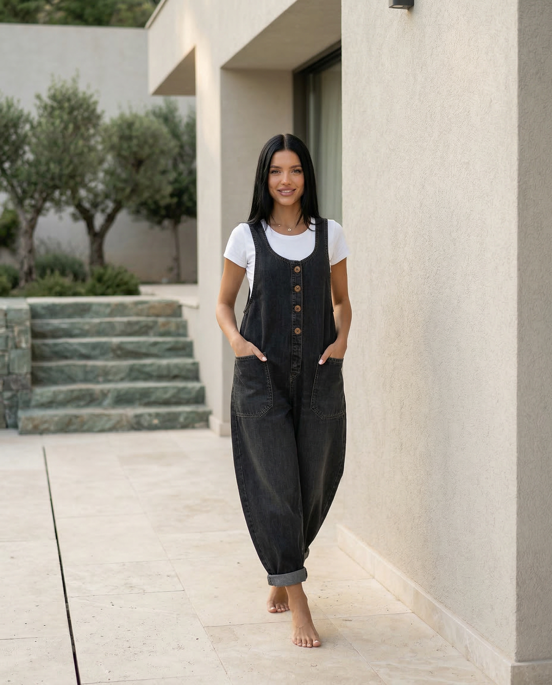 Abigail | Denim Jumpsuit with Button Front