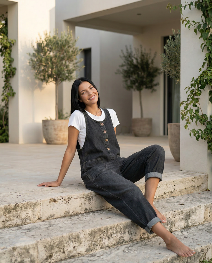 Abigail | Denim Jumpsuit with Button Front