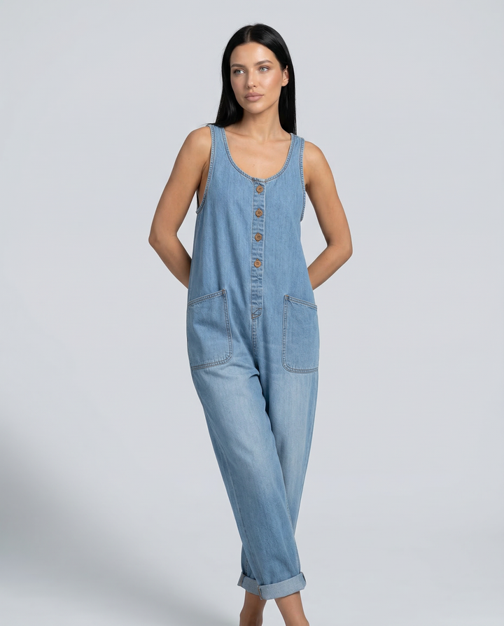Abigail | Denim Jumpsuit with Button Front
