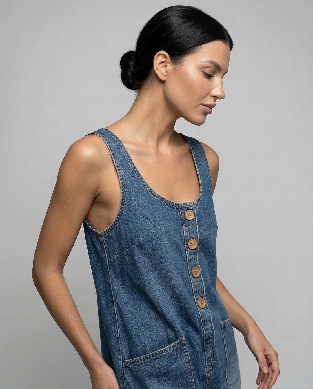 Abigail | Denim Jumpsuit with Button Front