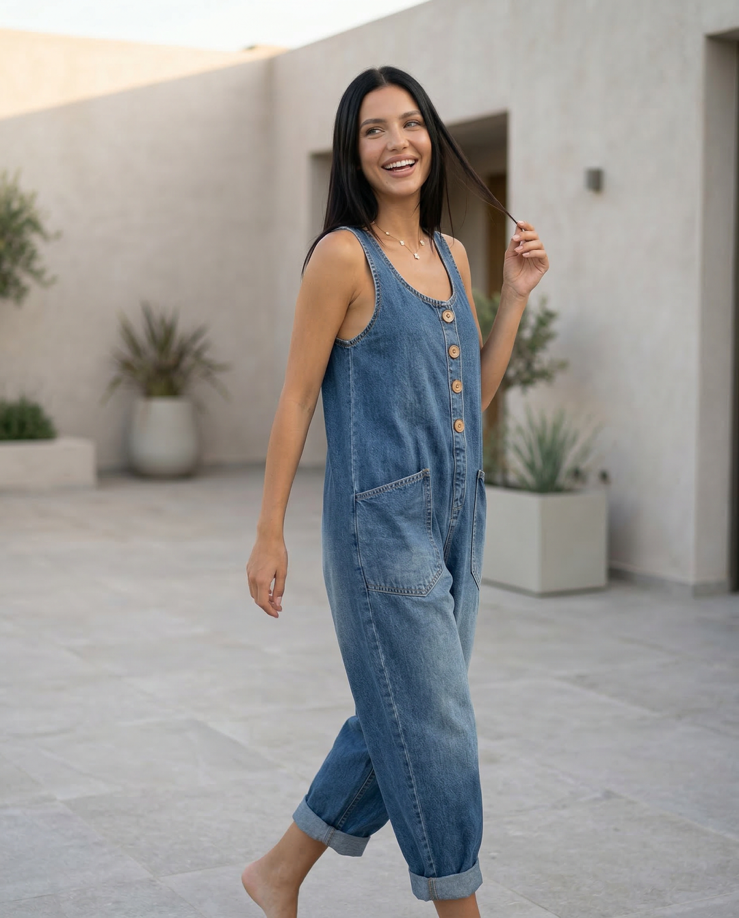 Abigail | Denim Jumpsuit with Button Front